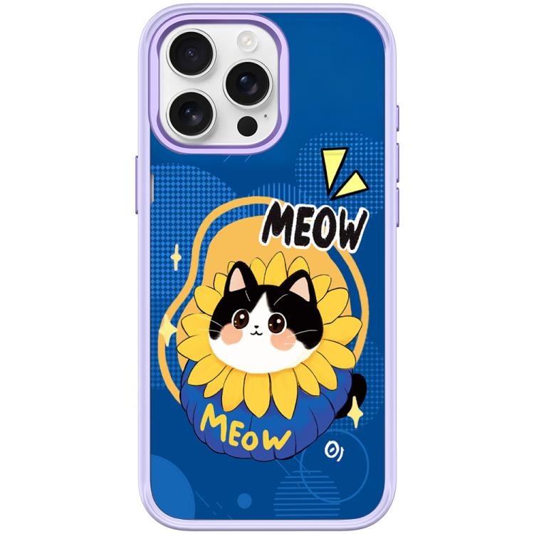 For iPhone 15 Pro Adorable Little Blue Cat Pattern Magnetic Phone Case
