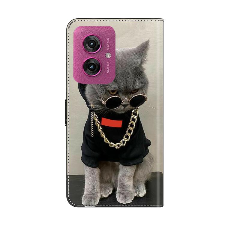 For Motorola Moto G55 Crystal-Like Painted Vegan Leather Phone Case