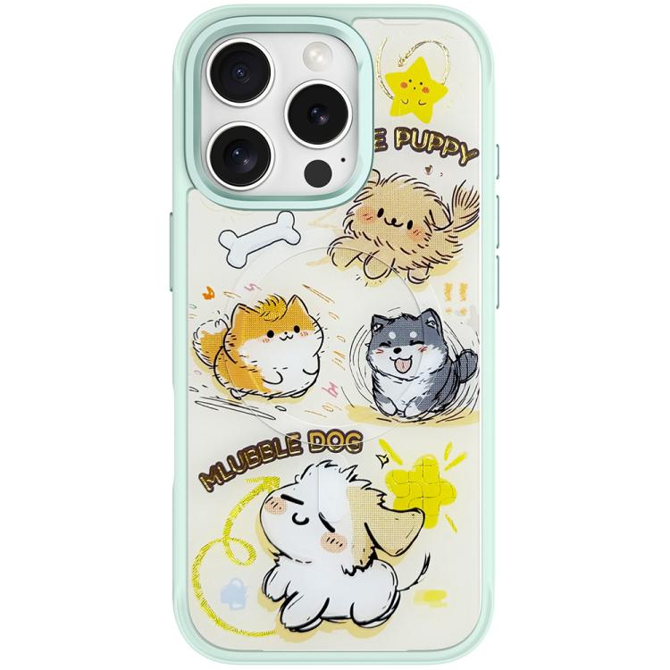 For iPhone 16 Pro Max Adorable Whirlwind Dog Pattern Magnetic Phone Case