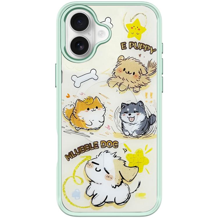 For iPhone 16 Plus Adorable Whirlwind Dog Pattern Magnetic Phone Case