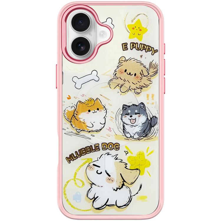 For iPhone 16 Adorable Whirlwind Dog Pattern Magnetic Phone Case