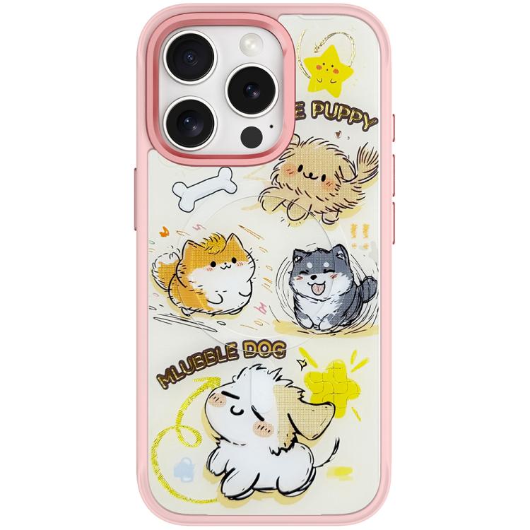 For iPhone 15 Pro Max Adorable Whirlwind Dog Pattern Magnetic Phone Case