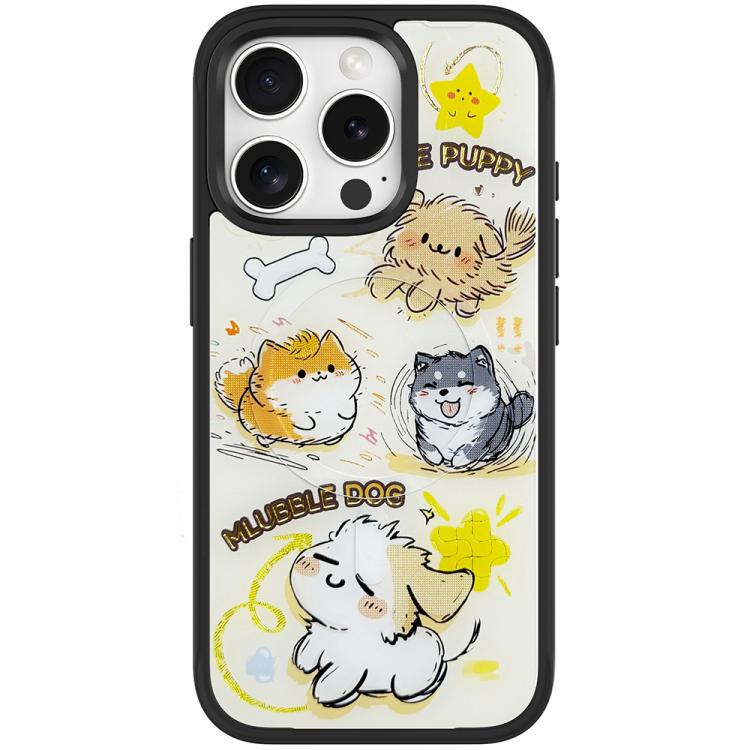 For iPhone 15 Pro Adorable Whirlwind Dog Pattern Magnetic Phone Case