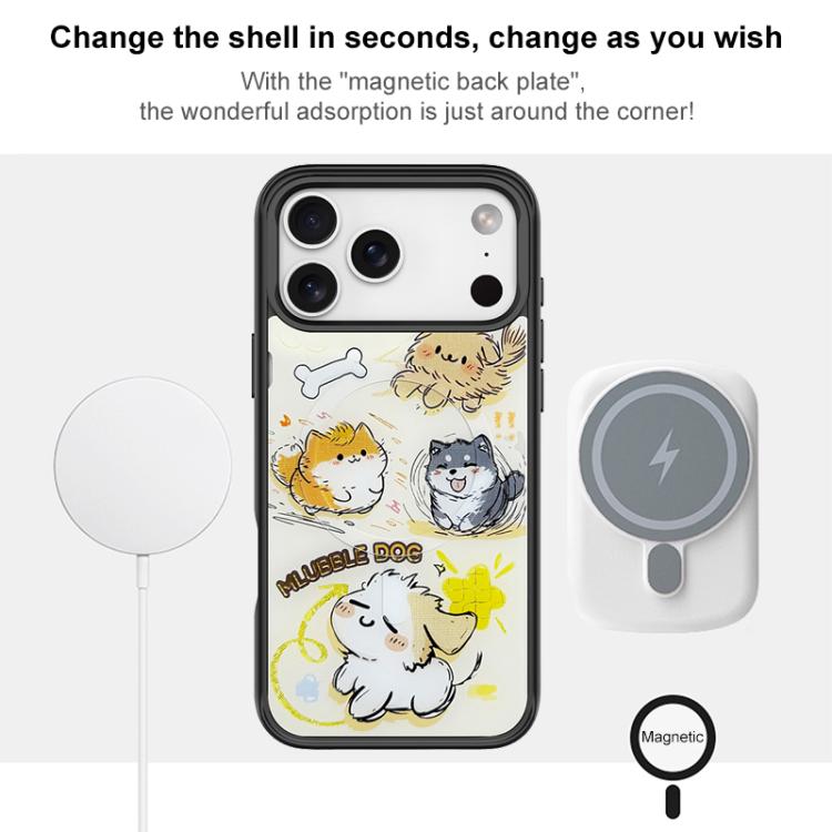 For iPhone 17 Pro Max Adorable Whirlwind Dog Pattern Magnetic Phone Case