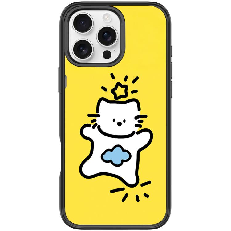 For iPhone 16 Pro Max Adorable Stars Cloud Cat Pattern Magnetic Phone Case