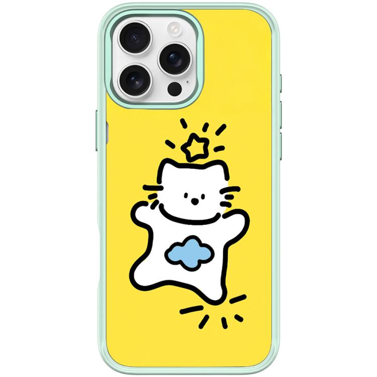 For iPhone 16 Pro Adorable Stars Cloud Cat Pattern Magnetic Phone Case