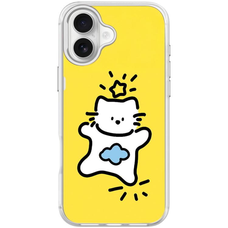 For iPhone 16 Plus Adorable Stars Cloud Cat Pattern Magnetic Phone Case