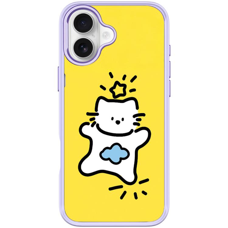 For iPhone 16 Adorable Stars Cloud Cat Pattern Magnetic Phone Case