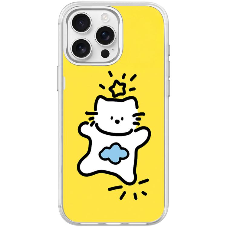 For iPhone 15 Pro Max Adorable Stars Cloud Cat Pattern Magnetic Phone Case
