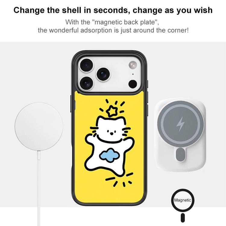 For iPhone 17 Pro Max Adorable Stars Cloud Cat Pattern Magnetic Phone Case