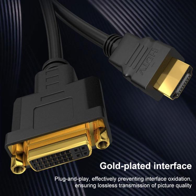 HDMI Male to DVI Female 1080P HD Gold-Plated Interface Video Adapter Cable, Length:0.3m - Black