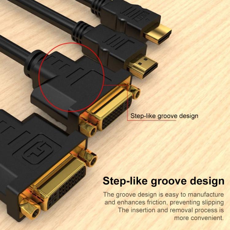 HDMI Male to DVI Female 1080P HD Gold-Plated Interface Video Adapter Cable, Length:0.3m - Black