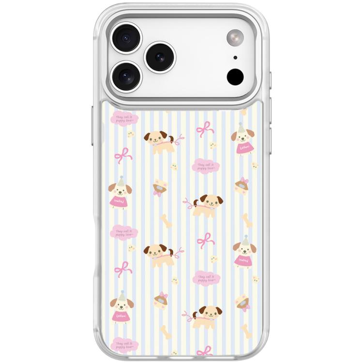 For iPhone 17 Pro Max Vertical Stripes Dog Pattern Magnetic Phone Case
