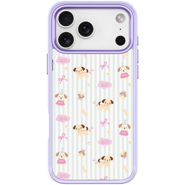 For iPhone 17 Pro Vertical Stripes Dog Pattern Magnetic Phone Case