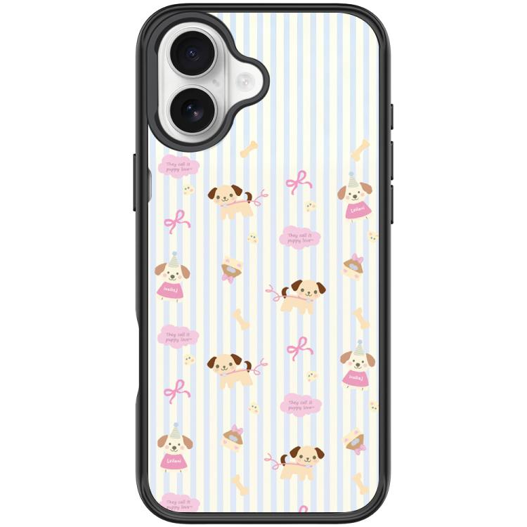 For iPhone 17 Vertical Stripes Dog Pattern Magnetic Phone Case