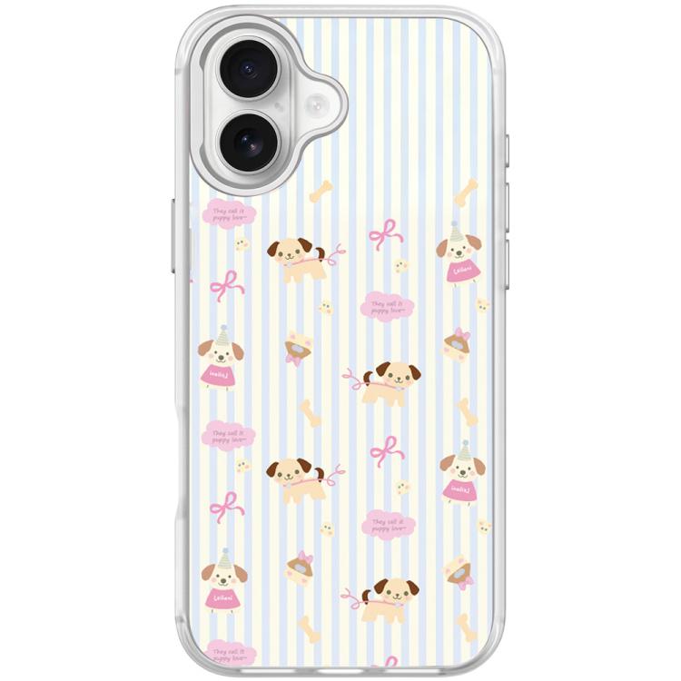 For iPhone 17 Vertical Stripes Dog Pattern Magnetic Phone Case
