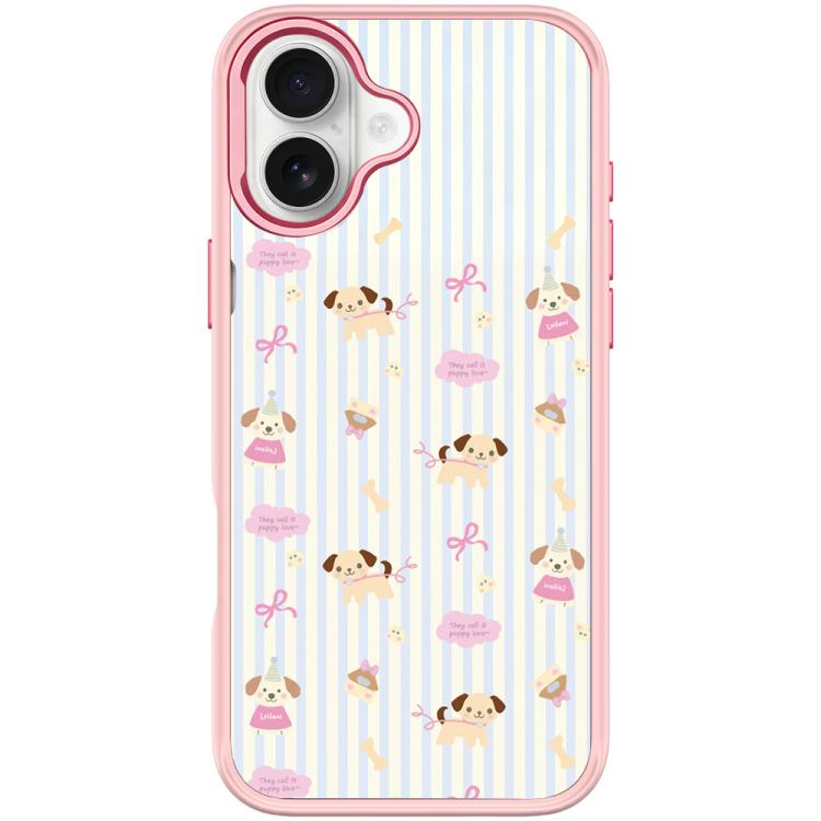 For iPhone 17 Vertical Stripes Dog Pattern Magnetic Phone Case