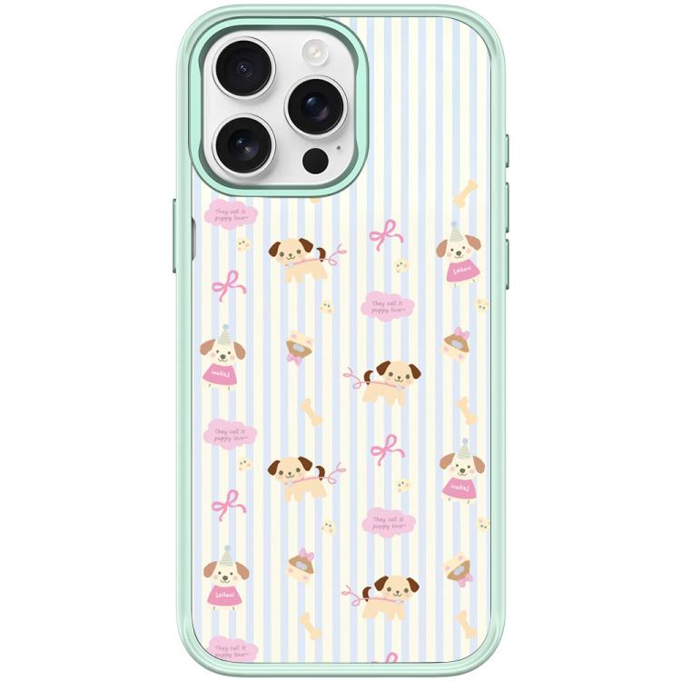 For iPhone 15 Pro Max Vertical Stripes Dog Pattern Magnetic Phone Case