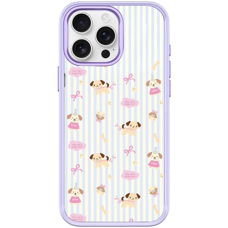 For iPhone 15 Pro Max Vertical Stripes Dog Pattern Magnetic Phone Case
