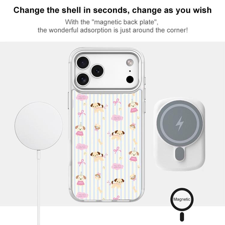 For iPhone Air Vertical Stripes Dog Pattern Magnetic Phone Case