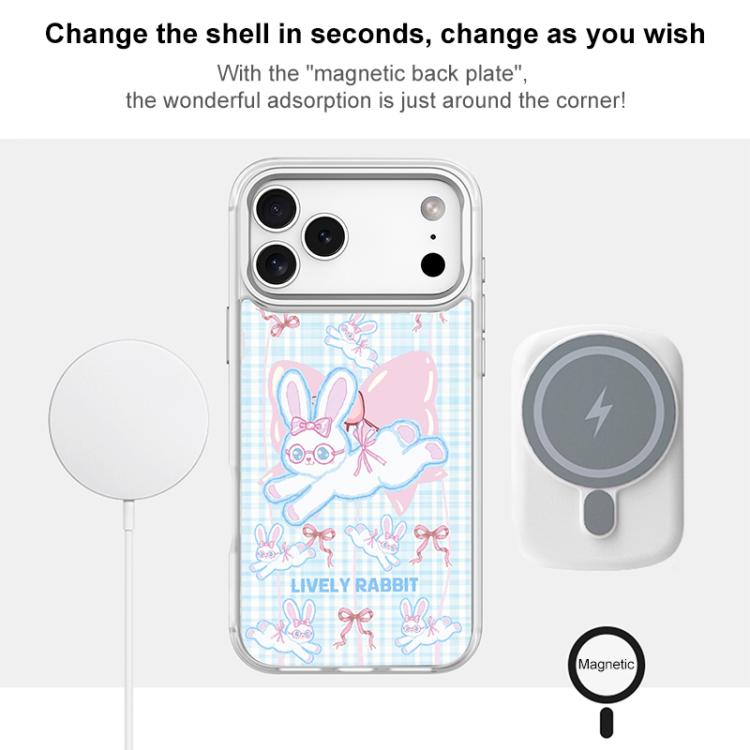 For iPhone 17 Bow Rabbit Pattern Magnetic Phone Case