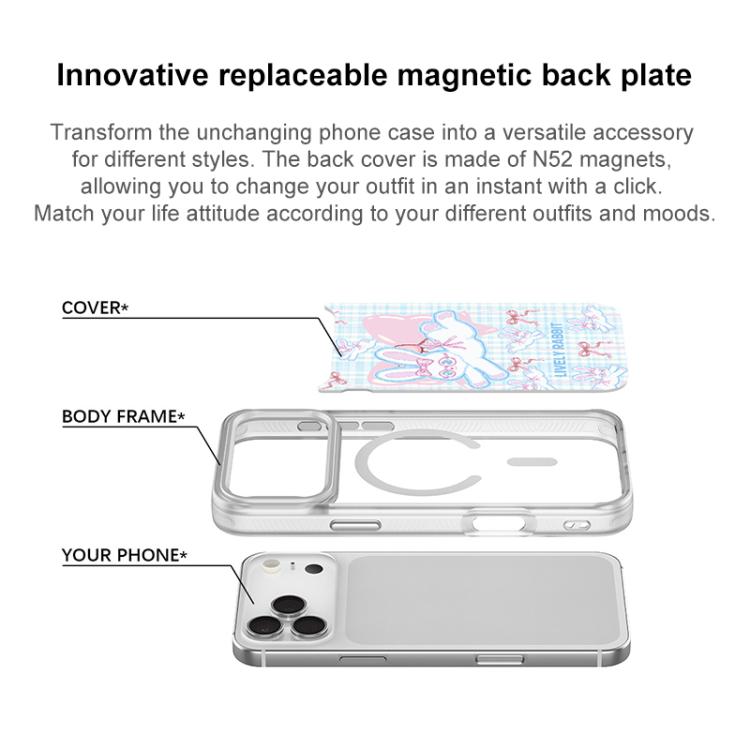 For iPhone 15 Pro Bow Rabbit Pattern Magnetic Phone Case