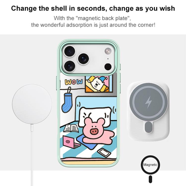For iPhone 16 Pro Adorable Little Pig Pattern Magnetic Phone Case