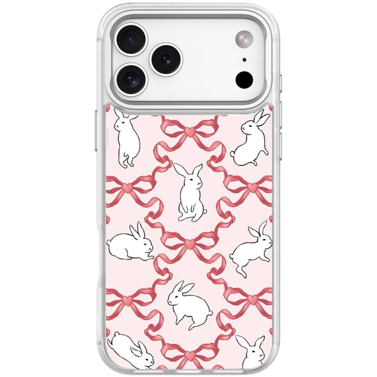 For iPhone 17 Pro Max Butterfly Knot White Rabbit Pattern Magnetic Phone Case