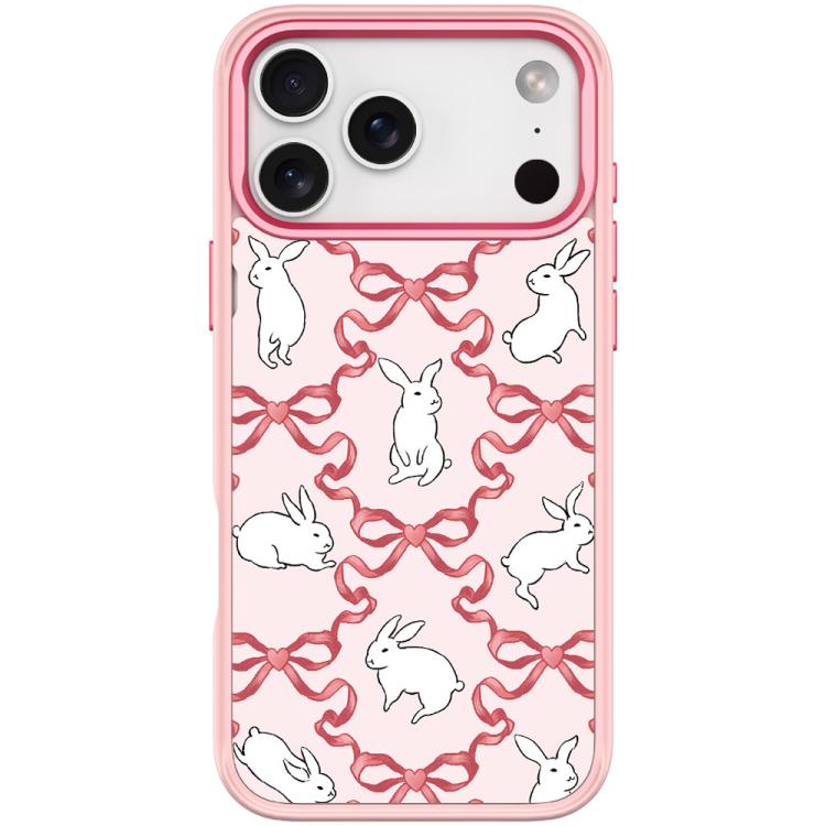 For iPhone 17 Pro Max Butterfly Knot White Rabbit Pattern Magnetic Phone Case