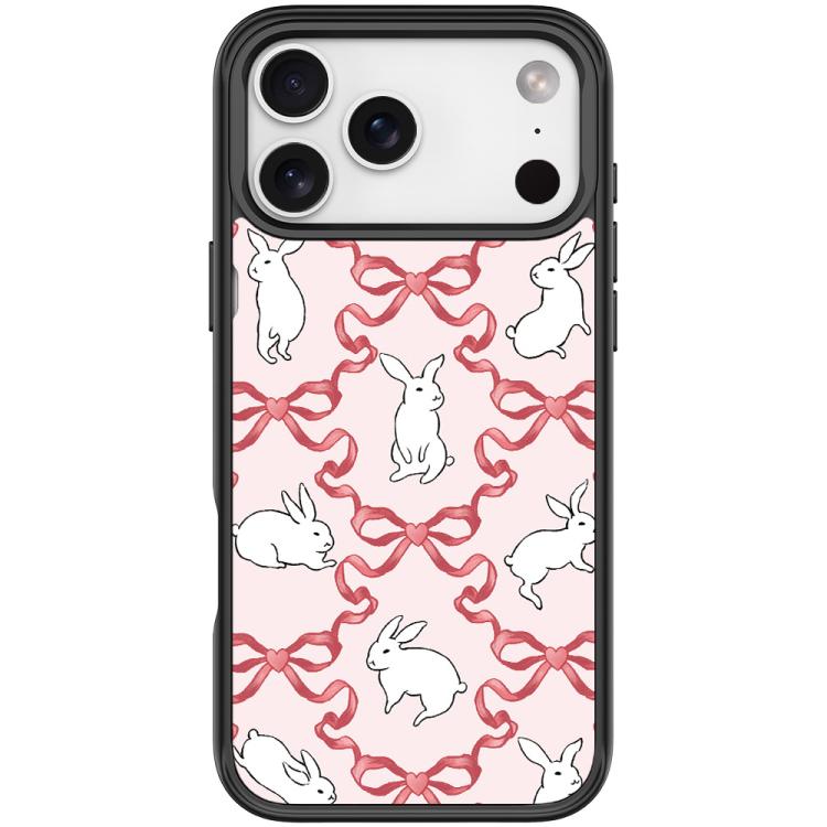 For iPhone 17 Pro Butterfly Knot White Rabbit Pattern Magnetic Phone Case