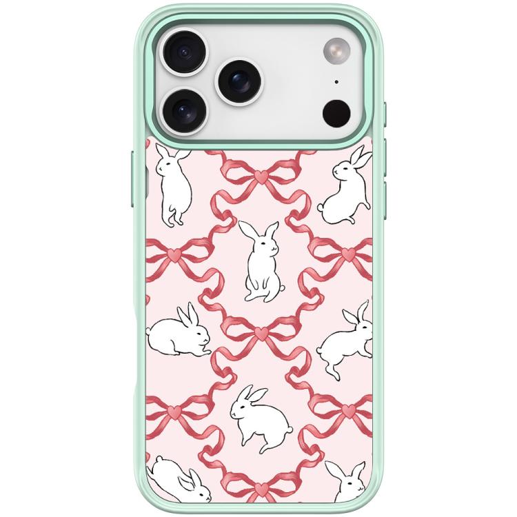 For iPhone 17 Pro Butterfly Knot White Rabbit Pattern Magnetic Phone Case