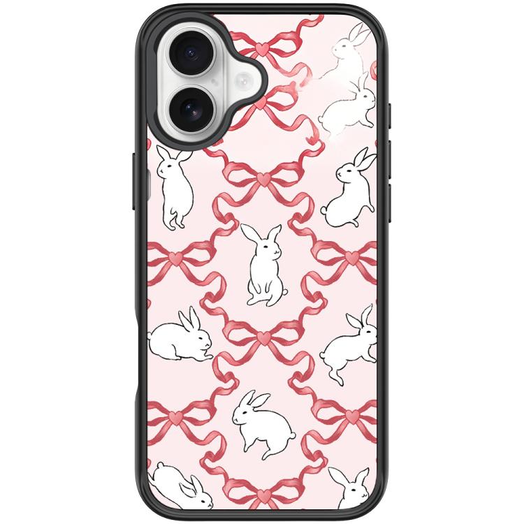 For iPhone 17 Butterfly Knot White Rabbit Pattern Magnetic Phone Case