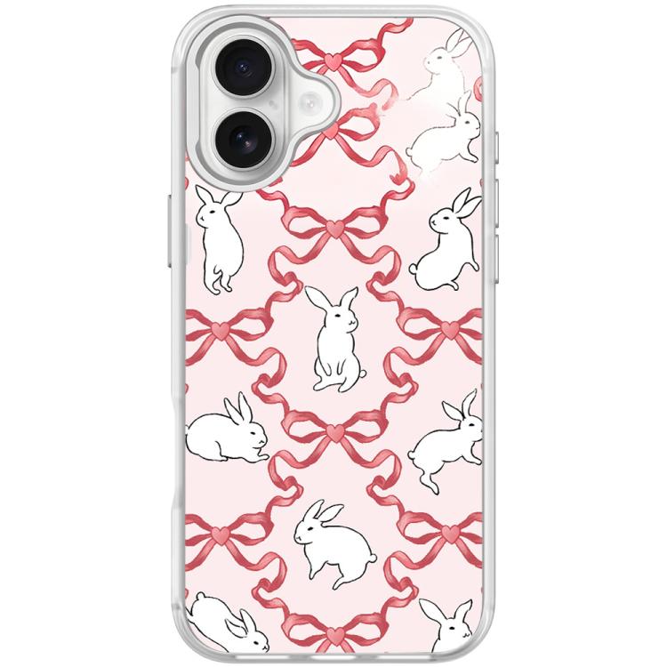 For iPhone 17 Butterfly Knot White Rabbit Pattern Magnetic Phone Case