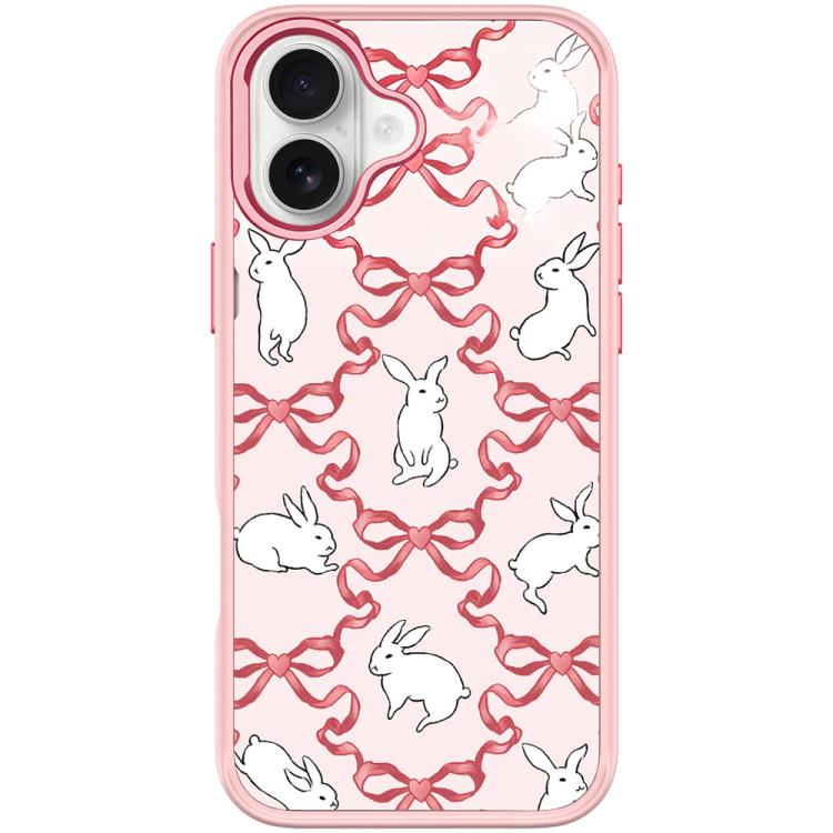 For iPhone 17 Butterfly Knot White Rabbit Pattern Magnetic Phone Case