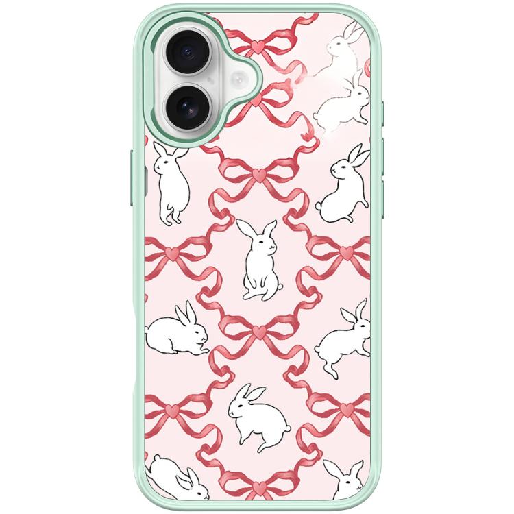 For iPhone 17 Butterfly Knot White Rabbit Pattern Magnetic Phone Case