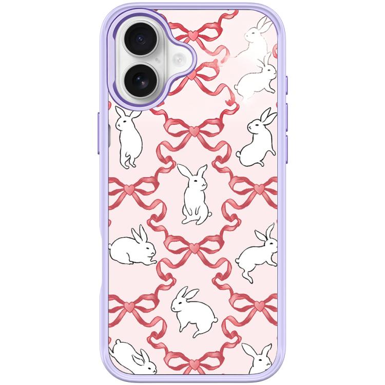 For iPhone 17 Butterfly Knot White Rabbit Pattern Magnetic Phone Case