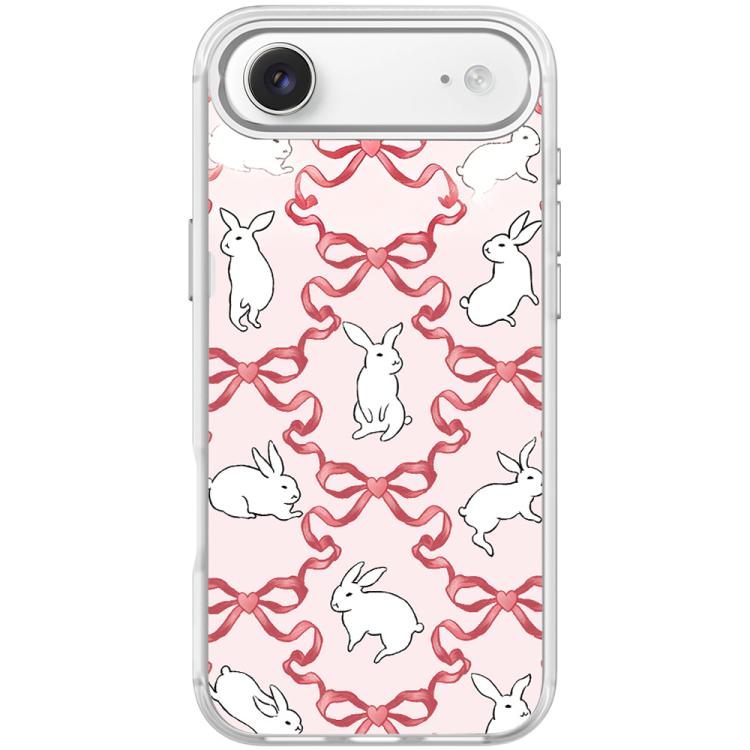 For iPhone Air Butterfly Knot White Rabbit Pattern Magnetic Phone Case
