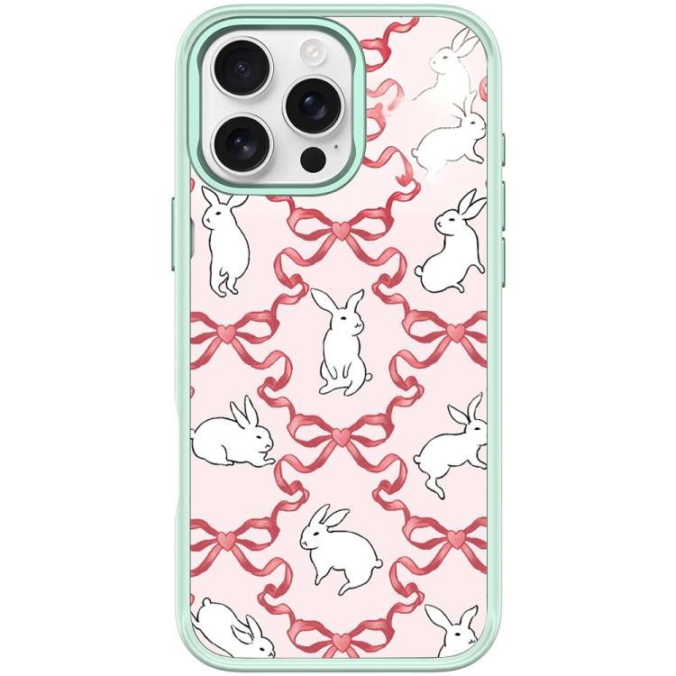 For iPhone 16 Pro Max Butterfly Knot White Rabbit Pattern Magnetic Phone Case