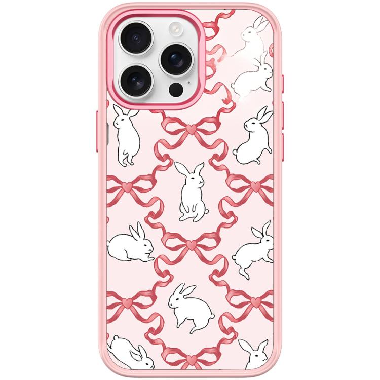 For iPhone 15 Pro Max Butterfly Knot White Rabbit Pattern Magnetic Phone Case