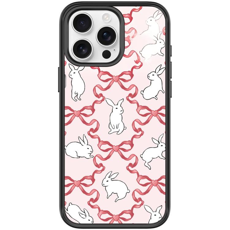 For iPhone 15 Pro Butterfly Knot White Rabbit Pattern Magnetic Phone Case