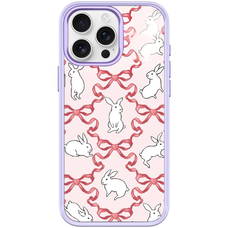For iPhone 15 Pro Butterfly Knot White Rabbit Pattern Magnetic Phone Case