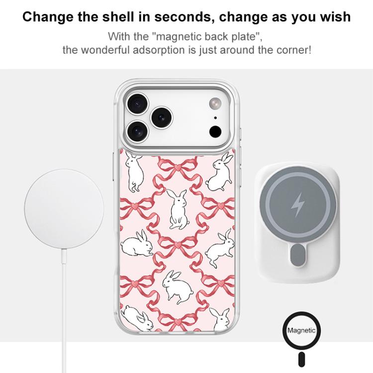 For iPhone 17 Butterfly Knot White Rabbit Pattern Magnetic Phone Case