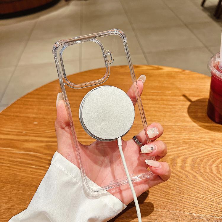 For Xiaomi 15 Four Corner Shockproof Space Magnetic Phone Case with 360 Degrees Rotating Holder - Transparent