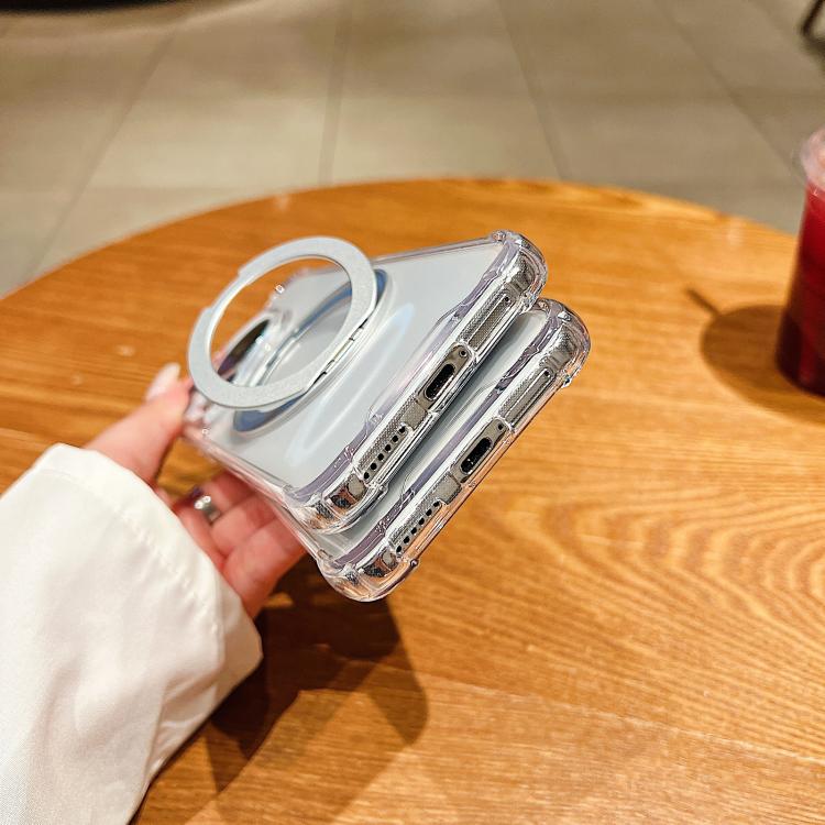 For Huawei Mate 80 Four Corner Shockproof Space Magnetic Phone Case with 360 Degrees Rotating Holder - Transparent