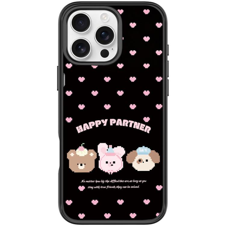 For iPhone 16 Pro Happy Partner Pattern Magnetic Phone Case