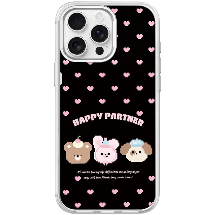 For iPhone 15 Pro Max Happy Partner Pattern Magnetic Phone Case