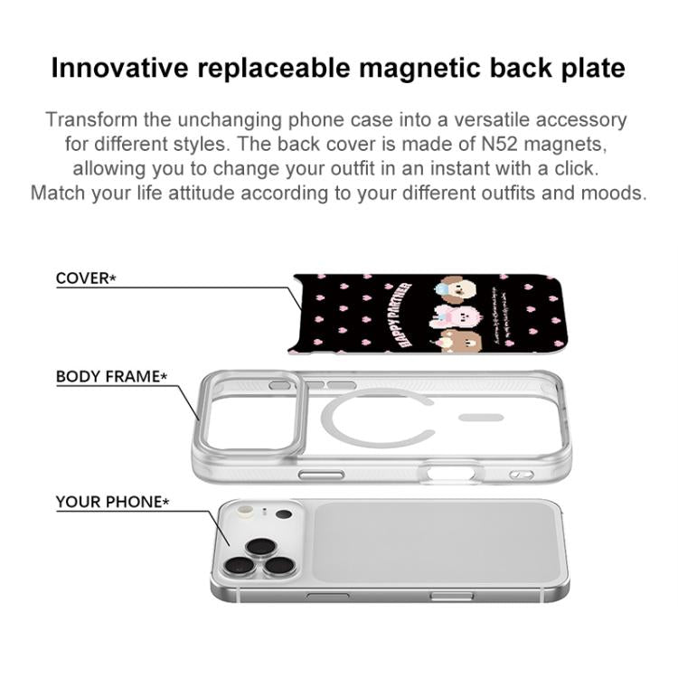 For iPhone 16 Pro Max Happy Partner Pattern Magnetic Phone Case