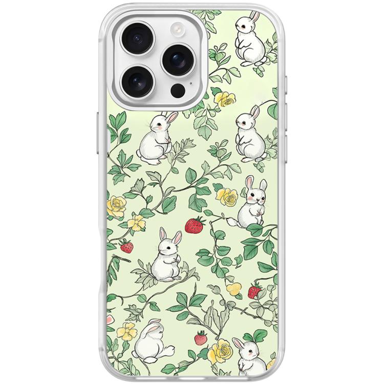 For iPhone 16 Pro Branch Rabbit Pattern Magnetic Phone Case