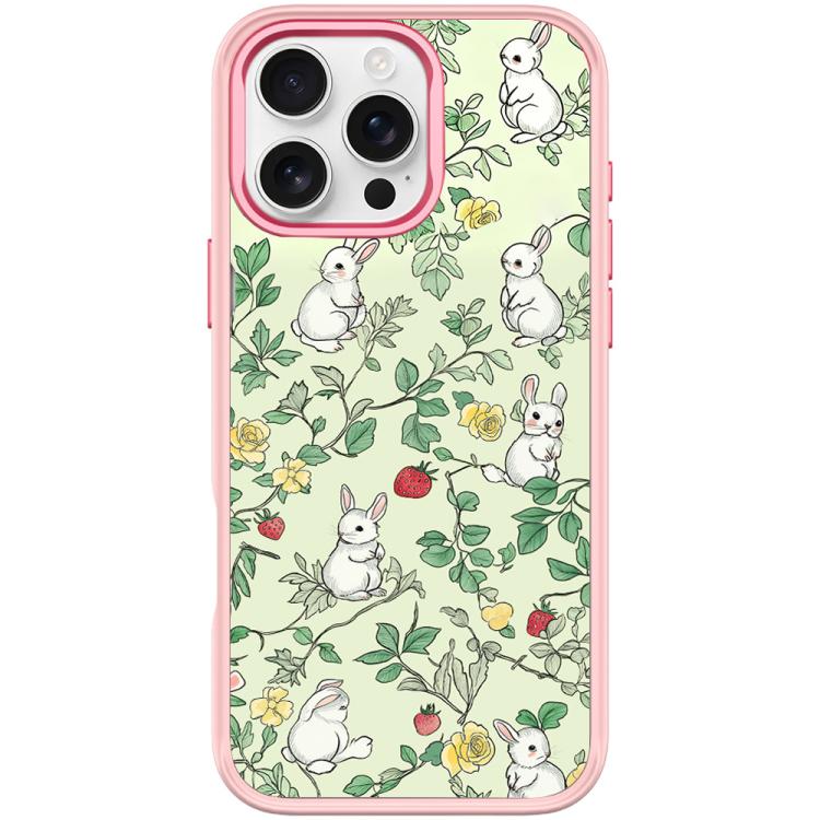 For iPhone 16 Pro Branch Rabbit Pattern Magnetic Phone Case
