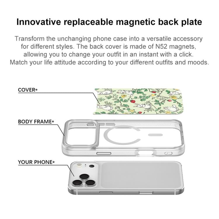 For iPhone 15 Pro Max Branch Rabbit Pattern Magnetic Phone Case